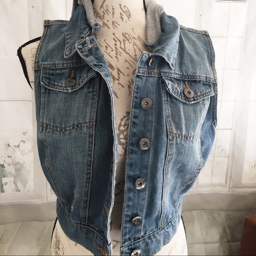 Final Price  Ci Sono Denim Juniors Hoodie Vest - Picture 4 of 5